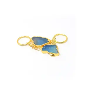 Blue Agate Slices Keyring Allah Keychain Keyrings crystal keychain customized shape for sale