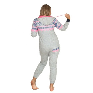 Ensemble d'hiver pour femme en molleton de coton léger, grande taille, design 2-en-1, anti-transpiration, combinaison de survêtement, pyjama, combinaison de nuit, à capuche, pour le jeu - Product Image 4