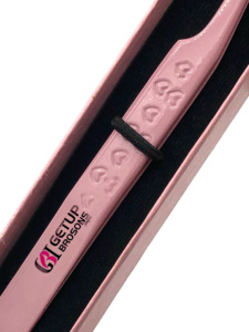 Professionnel meilleur Style 90 degrés rose clair poudre revêtement en acier inoxydable Extension de cils pince à épiler Logo personnalisé outils de beauté - Product Image 4