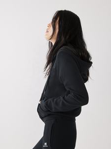 Noir couleur coton polaire fermeture éclair femmes survêtement nouveauté Logo personnalisé décontracté confortable manches longues survêtement pour les femmes - Product Image 2