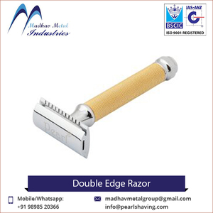 Venta al por mayor de maquinillas de afeitar masculinas de alta calidad con hoja de acero inoxidable de dos piezas y mango metálico - Product Image 4