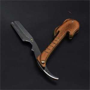 Artesanía Premium Mango de guitarra de madera Barbero Maquinilla de afeitar Estilo clásico Desechable de una sola hoja Acero inoxidable Uso facial - Product Image 2