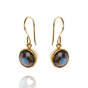 ต่างหูเงินแท้ 925 ประดับพลอยลาบราดอไรต์ งานแฮนด์เมด ชุบทอง ดีไซน์ทันสมัย เหมาะสำหรับเป็นของขวัญในโอกาสหมั้น แต่งงาน และวันครบรอบ - Product Image 1