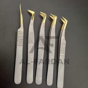 Pinzas de extensión de pestañas con estampado Dumont de plata profesional, fibra de oro, acero inoxidable japonés, volumen ruso, pestañas en forma de L - Product Image 3