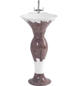 Intérieur Extérieur Premier Choix Céramique Sanitaire 10005 Lavabo Avec Piédestal 450x525mm pour usage commercial. - Product Image 1