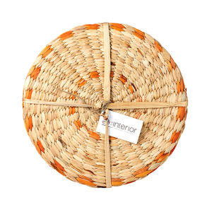 เสื่อและแผ่นรองจานงานทำมือทรงกลมทำด้วยมือถักลายด้วยฟางผักตบชวาแนวโบฮีเมียนสีสันสดใส - Product Image 3