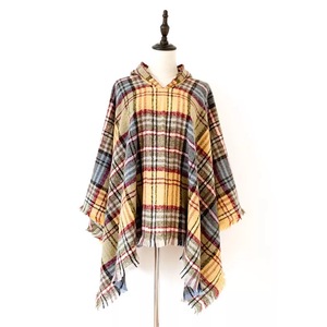 Ventes en gros de châles en laine à carreaux chauds et à capuche pour femmes, châles <span class=keywords><strong>poncho</strong></span> - Product Image 3