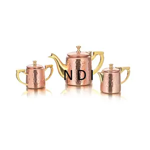 热销茶和咖啡壶套装最优惠价格饮茶咖啡金属壶锤打设计铜光泽整理