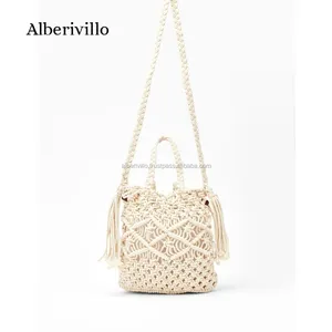 100% Corda di cotone Borse India Macrame Borsa Boho Borsa con la Nappa