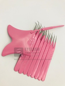 Pinzas para Extensión de Pestañas de Acero Inoxidable Sostenible con Logotipo Personalizado, 45, 75 y 90 Grados, Color Rosa Bebé, Puntas de Fibra para Volumen - Product Image 5