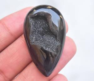 หินโมราสีดำ Druzy,หินขัดธรรมชาติสำหรับสามีของขวัญโมราสีดำจี้อัญมณีดรูซี่ - Product Image 3