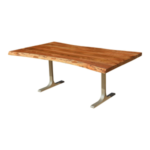 Mesa de comedor nórdica con patas de metal y madera maciza, juegos de comedor para sala de estar, novedad, 2022 - Product Image 1