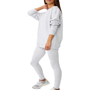 Sudadera con Logo personalizado para mujer, ropa de gran tamaño con cuello redondo, bordado, 100 algodón, OEM, 2022 - Product Image 2