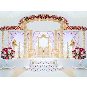 Conjunto de Mandap redondo tallado de fibra de boda, Mandap de fibra de boda de última forma redonda, Mandap de fibra dorada para boda majestuosa, Reino Unido, EE. UU., Canadá - Product Image 1
