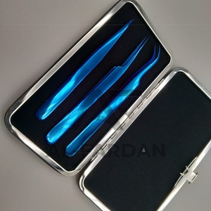 Plasma Blue Low MOQ Smooth Grip Japanese Stainless Steel Tweezers with Pointed Tip for <b>Eyelash</b> Extension Includes <b>Magnetic</b> Cases - Product Image 1