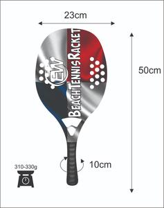 Raquettes de beach tennis avec face en carbone de 20 mm, poignée en fibre de verre, filet en fibre de verre, poids 320-340 g, longueur 50 cm - Product Image 3