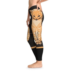 Leggings de yoga respirants et antibactériens extensibles dans quatre directions, avec logo personnalisé imprimé par transfert thermique, motif chat miel, vente en gros - Product Image 5
