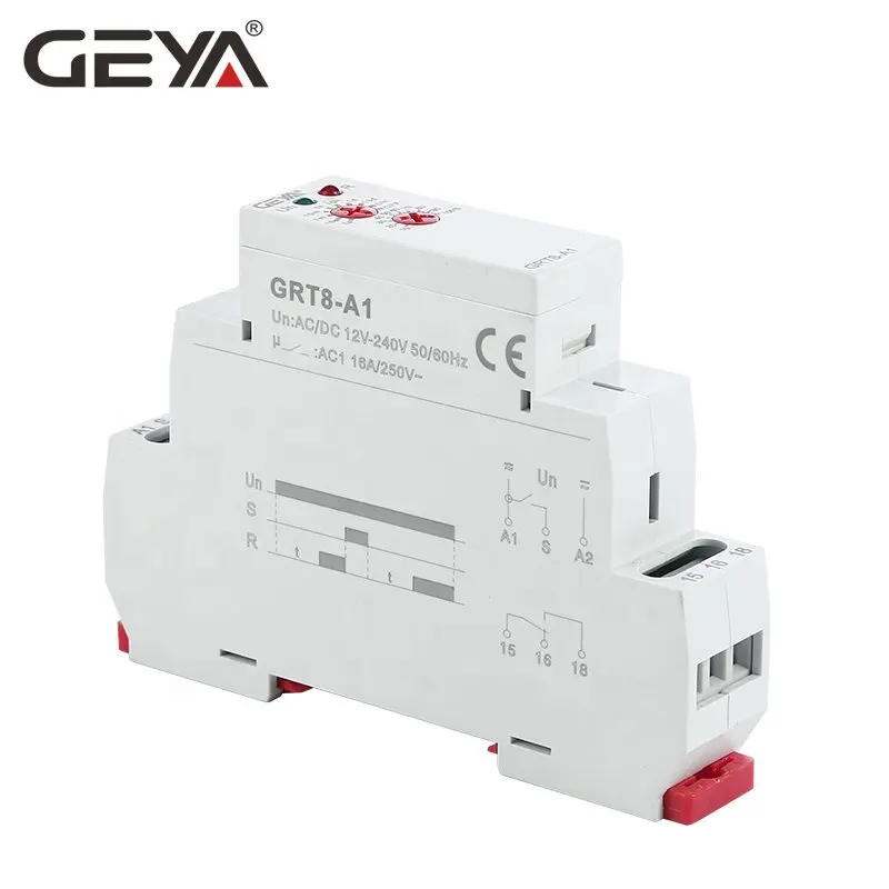 Geya GRT8-A1 Groothandel Vertraging Op Tijd Relais AC220V Din Rail Enkele Functie Tijdrelais Vertraging Timer AC230V 240V vertraging Relais