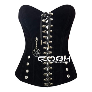 Cosh Corset Gothic steampunk nhung đen overbust steelboned eo đào tạo cực cong Burlesque prom đêm Corset Bustier - Product Image 1