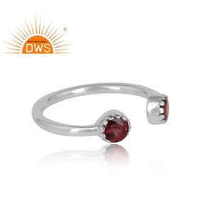 Anillo ajustable de piedras preciosas de granate Natural de plata de ley fina, joyería para mujer, regalo para ella - Product Image 4