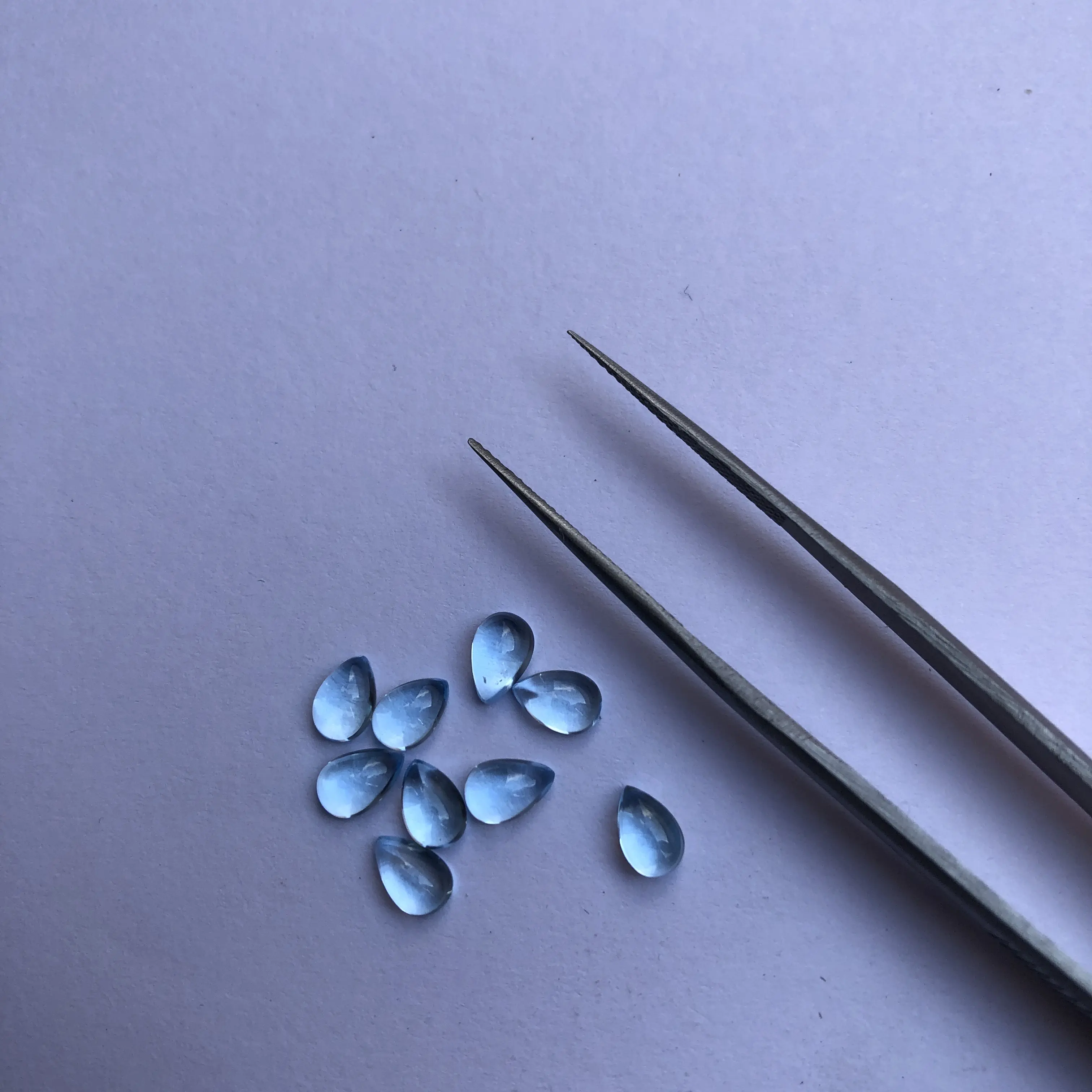 5x4mm Natural Swiss Blue Topaz halus pir longgar grosir Semi mulia batu Cabochons pemasok DENGAN HARGA TERBAIK Beli sekarang