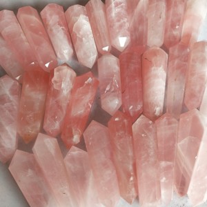 Natural Rose Quartz Charms Double Point Crystals Pyramids Tourmaline Coasters | Loose <b>Healing</b> Gemstones Wholesale Guangzhou - Product Image 6