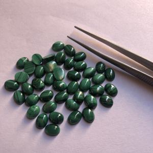 หินมาลาไคต์ธรรมชาติขนาด5มม. 6มม. 7มม. อัญมณีทรงไข่ทรงหลวมปรับเทียบขนาดได้ - Product Image 2