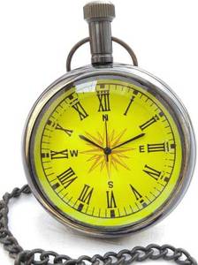 Reloj Gandhi analógico de latón con acabado antiguo de 2 pulgadas/reloj de bolsillo con brújula larga (Esfera de brújula amarilla) Producto de regalo Premium Brújula - Product Image 4