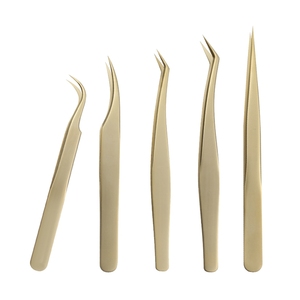 New Arrival Premium Golden Latest tweezer grafting facial care <b>tool</b> tweezers eyelash extension colored eyelashes tweezers - Product Image 1
