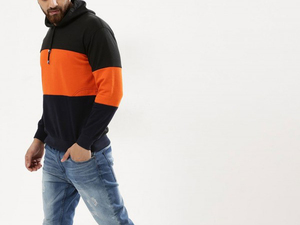 Sudadera con capucha para hombre, de alta calidad, estilo invierno, negro y naranja - Product Image 3