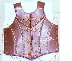 Chaqueta de armadura de acero medieval Cuero marrón Impresión UV Técnica soldada Tipo de producto Traje - Product Image 6