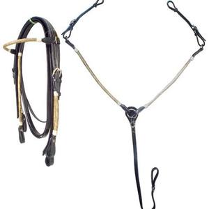 Estilo occidental Caballo Headstall DD Cuero Crudo Ocultar Producto de calidad premium - Product Image 1