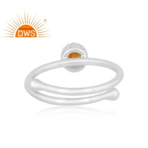 แหวนเงินแท้คุณภาพดีเยี่ยมประดับพลอยซิทรินธรรมชาติ ปี 2026 สำหรับผู้หญิง ผลิตโดยผู้ผลิตเครื่องประดับ - Product Image 4