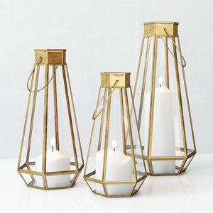 <b>Brass</b> Metal <b>Lantern</b>. Pyramid Shines Bright in Antiqued <b>Brass</b> Transparent Glass with Mirrored Base Handmade UV/Digital Printed - Product Image 1