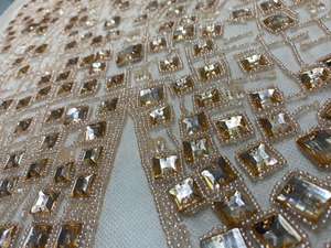 <b>Mirror</b> Bridal Luxury Embroidery <b>Beads</b> Fabric New Arrivals Sequins Bridal Luxury Embroidery <b>Beads</b> Fabric - Product Image 2