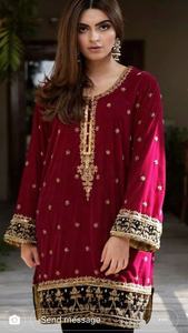 2021 Elegant Floor-Length Kurta-Pant <b>Dress</b> with Stylish Applique and Sequined Lace Decoration for Weddings and Parties - Product Image 2