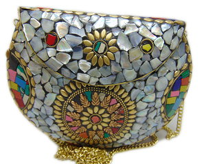 2021 Fashion Design Mosaic Women's Handbag Clutch Evening Party <b>Bag</b> by Lowellcraft.com Metal Flap - Product Image 1