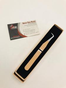 Pinzas de extensión de pestañas de volumen de bota delgada profesional de 90 grados personalizadas Punta puntiaguda de acero inoxidable sostenible Etiqueta privada - Product Image 3