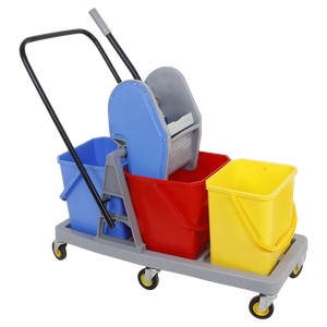 De plástico de 36L por limpiar la prensa doble cubo de fregona escurridor carro con cajones por KC verde - Product Image 4