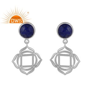 Boucles d'oreilles en Lapis 925 en argent massif, pierres précieuses naturelles, source de bijoux, racine religieuse, Chakra, vente en gros, 1 pièce - Product Image 1