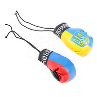 Mini gants de boxe en cuir PU suspendu au miroir, 1 paire, pour voiture, porte-clés