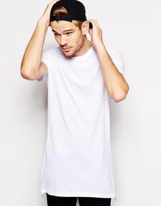 Plus Size Men's <b>White</b> <b>Longline</b> <b>T</b>-<b>Shirt</b> O-Neck Short Sleeve Casual Blank Jersey Cotton Fashionable Style - Product Image 3
