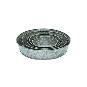 Juego de 3 bandejas para servir comida galvanizadas y de madera, bandeja para servir chocolates y aperitivos de forma ovalada a buen precio - Product Image 5