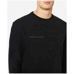 Wholesale custom design plain cotton <b>fleece</b> fashion with logo print option <b>black</b> Sweatshirt - Product Image 2