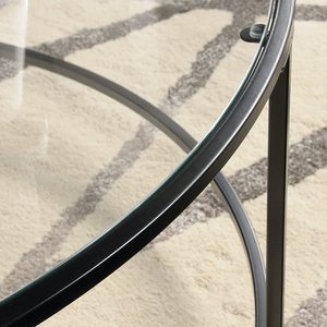 Modern Design Metal Coffee <b>Table</b> <b>Clear</b> Tempered Glass Top Multifunctional Powder Coated Frame Versatile Accent/Tea Center <b>Table</b> - Product Image 3