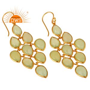 Pendientes de Plata de Ley 925 de Alta Calidad con Calcedonia Verde Natural para Mujer, Fabricante de Joyería - Product Image 2