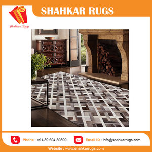 Tapis en cuir moderne de luxe en bois brun avec poils de chien pour salon au meilleur prix - Product Image 5