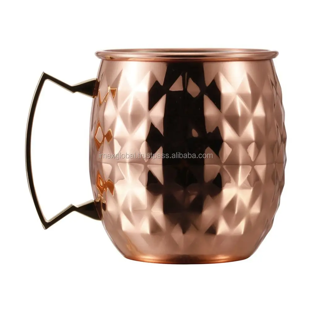 PURE SOLID COPPER MUG MOSCOW MULE MUG EMBOSSED DIAMOND MUG