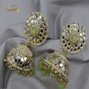 Hueen-boucle d'oreille à miroir lourd, bijoux longs avec perles colorées, création de meetali, 2021 — 22 - Product Image 2