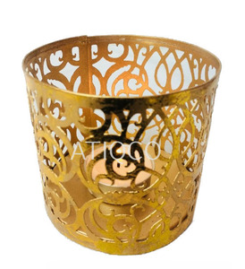 Atiqco Magnifiques bougeoirs en gel doré en forme de nid d'abeille pour bougies chauffe-plat et votives, décorations de table parfumées pour mariages et fêtes, pots à bougies en forme de pilier - Product Image 2